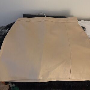 Wilfred Beige Leather Mini Skirt